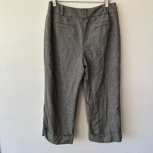 Ann Taylor Margo Dress Pants Womens 8 Black White Houndstooth Capri Wide Leg - Picture 7 of 8